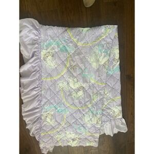 80s Sears Catalog young at heart, unicorn quilted lavender ruffle comforter twin